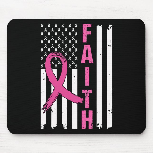 Mousepad Fé, Cancer de Mama, Consciência Rosa Fitas, Améric (Frente)