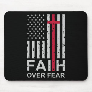 Mousepad Fé Cristã Sobre o Medo de Nós EUA Bandeira America