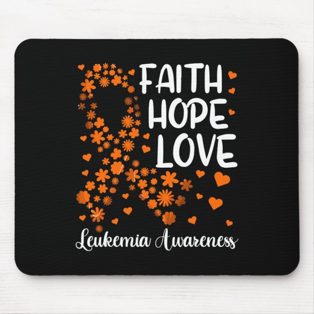 Mousepad Fé do Cancer de Fé Esperança Ama Leucemia em Guerr (Frente)
