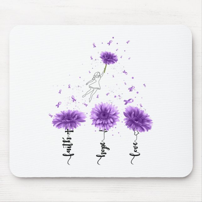 Mousepad Fé Esperança Amor Flor de Girassol Roxa Conscienti (Frente)