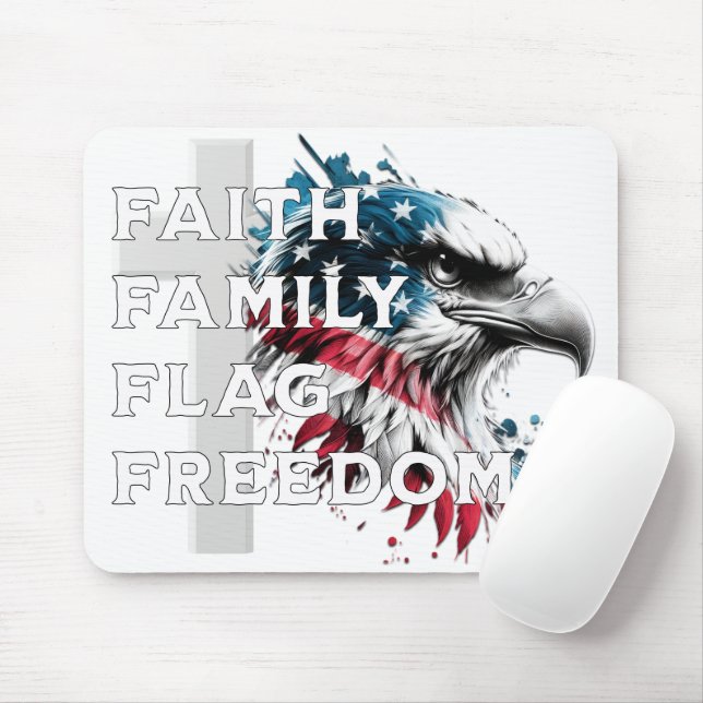 Mousepad Fé, Família, Bandeira, Liberdade, Pasta do Mouse Á (Com mouse)