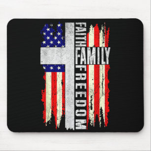 Mousepad Fé Família Dom - Patriótico Cristão Vintage EUA