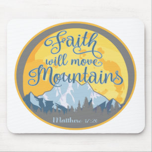 Mousepad Fé Movimenta Montanhas Design Cristão