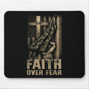 Mousepad Fé Sobre o Medo Bandeira dos EUA Orgulho América C