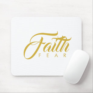 Mousepad Fé sobre o medo Dourado e branco