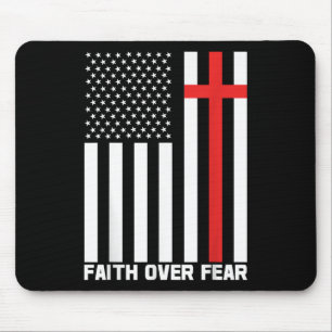 Mousepad Fé Sobre o Medo Jesus Cruz Cristã Deus Fé Bi