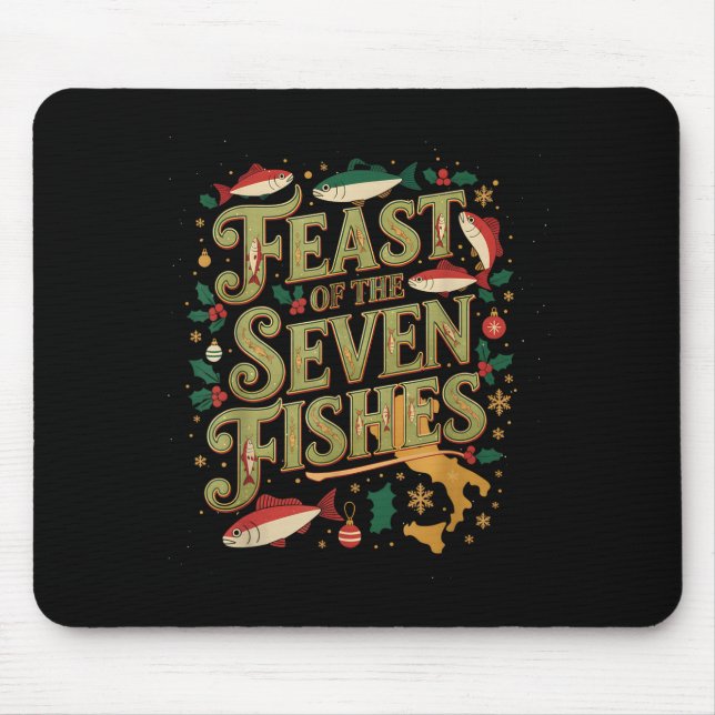 Mousepad Feast Of The Seven Fishes Festive Italian Holiday  (Frente)
