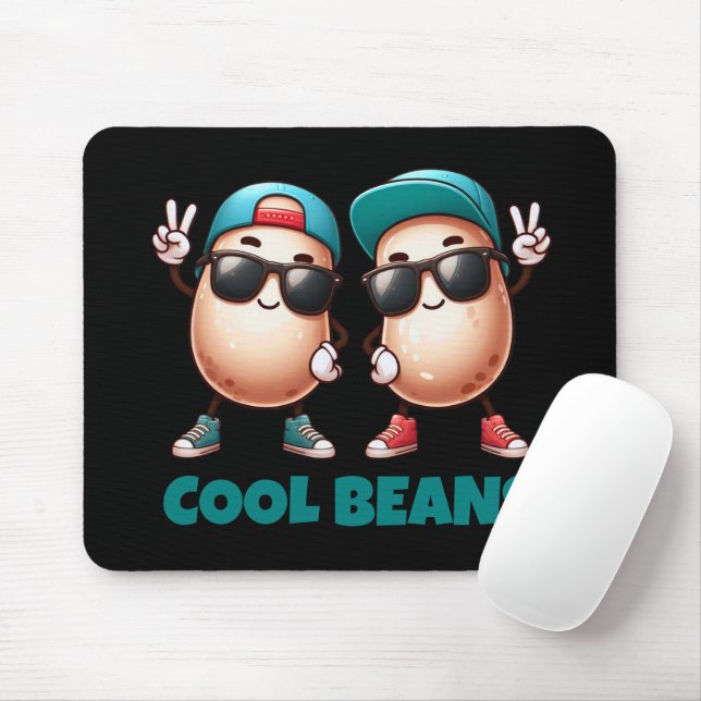 Mousepad Feijões Legais Divertidos Usam Bonés e Tênis (Com mouse)