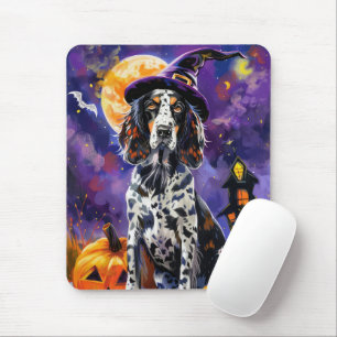 Mousepad Feiticeira do Cachorro Inglês e Abóbora