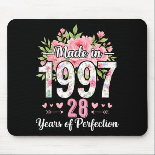 Mousepad Feito Em 1997 Floral 28º Aniversário Mulheres 28 A