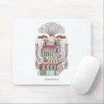 Mousepad Felicidade é Café e Livros<br><div class="desc">Design personalizado com uma ilustração desenhada à mão de uma pilha de livros e uma xícara de café. Perfeito para amantes de café.</div>