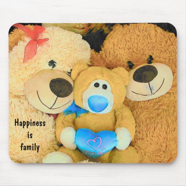 Mousepad Felicidade é Ursos de Teddy Familiares (Frente)