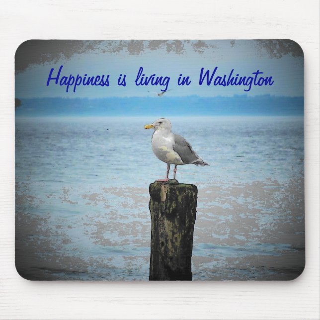 Mousepad Felicidade é viver em Washington (Frente)