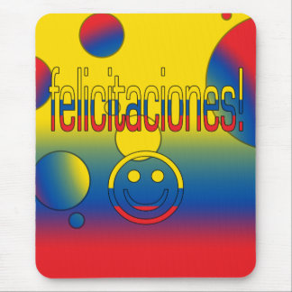 Mousepad Felicitaciones! A bandeira de Equador colore o pop