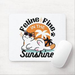 Mousepad Feline Fine no Sol - Gato Tropical Relaxado