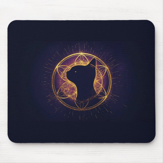 Mousepad Feline Místico Dentro do Círculo Sagrado (Frente)