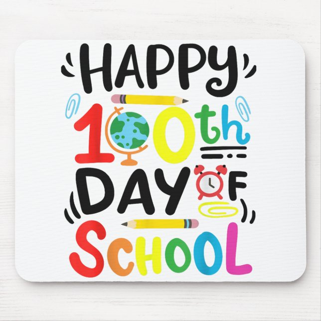 Mousepad Feliz 100º Dia da Escola 100 Dias de Ensino Escola (Frente)