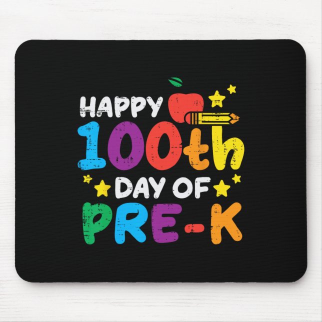 Mousepad Feliz 100º Dia Da Maçã Pré K 100 Dias Chá Escolar (Frente)