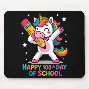 Mousepad Feliz 100º Dia De Escola Linda Mulher Unicórnio Ar