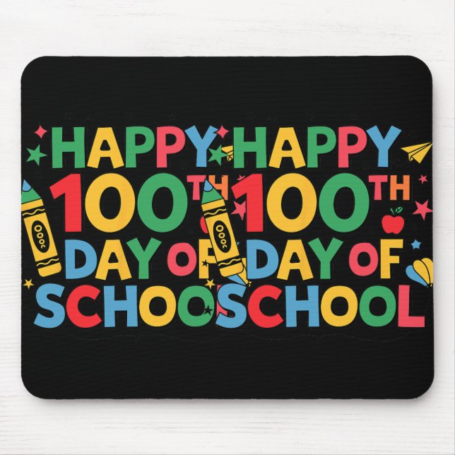 Mousepad Feliz 100º Dia de Professores Escolares Estudantes (Frente)