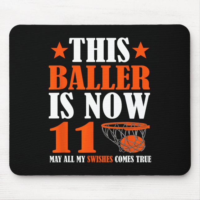 Mousepad Feliz 11 Aniversário De 11 Anos 11 De Basquete Bi (Frente)