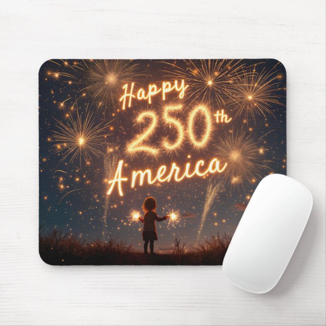 Mousepad Feliz 250º aniversário América em fogos de artifíc (Com mouse)
