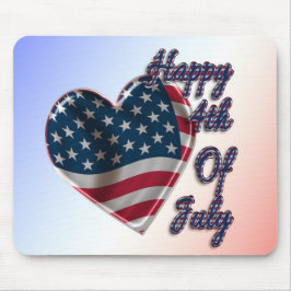 Mousepad Feliz 4 de julho do USA Flag Heart