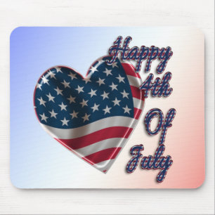 Mousepad Feliz 4 de julho do USA Flag Heart