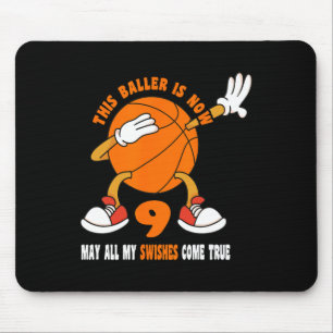 Mousepad Feliz 9 anos Noite de Basquete Noturno 9º Nascimen