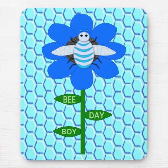 Mousepad Feliz Abelha Azul Aniversário Bumblebee (Frente)
