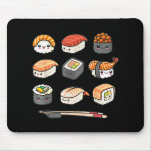 Mousepad Feliz anime Sushi Kawaii set Comida japonesa Lover