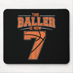 Mousepad Feliz Aniversário, 7 de 7 Anos, Meninos De Basquet