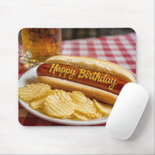 Mousepad Feliz Aniversário Cachorro Quente e Cerveja
