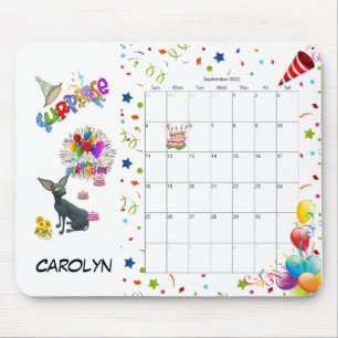 Mousepad Feliz Aniversário Calendário de Setembro de 2022 M