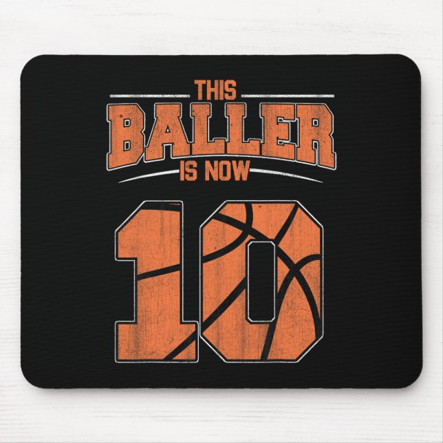 Mousepad Feliz Aniversário De 10 Anos Meninos De Basquete T (Frente)