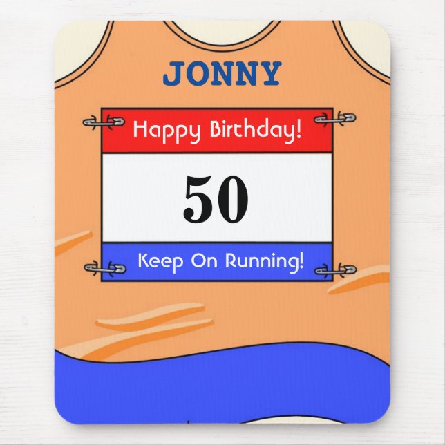 Mousepad Feliz Aniversário de 50 anos Mouse Mat para um Cor (Frente)