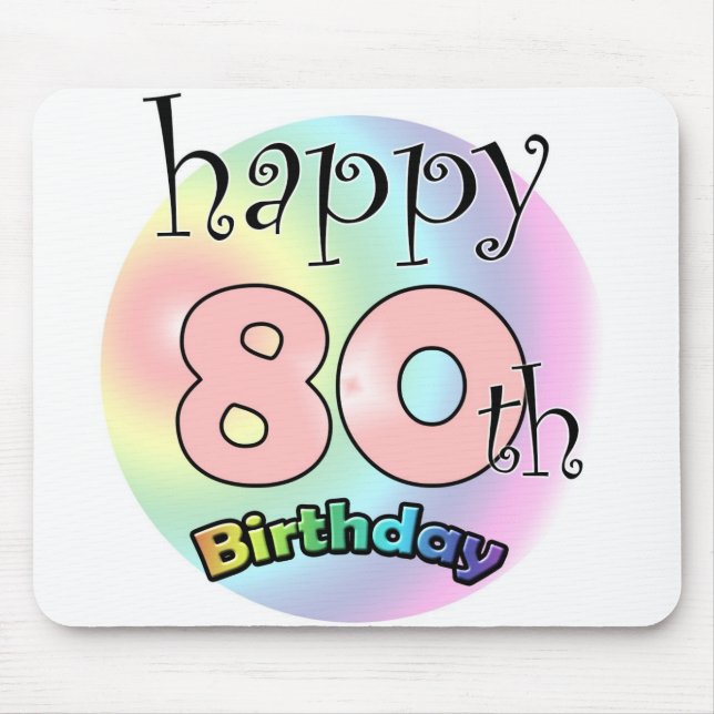 Mousepad Feliz aniversário de 80 (roze) (Frente)
