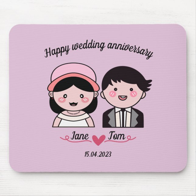 Mousepad Feliz aniversário de casamento (Frente)
