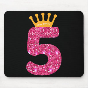 Mousepad Feliz Aniversário, Festa 5 para Meninas 5 Anos