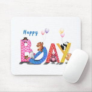 Mousepad Feliz Aniversário - Festa de Ursos Bebês Divers