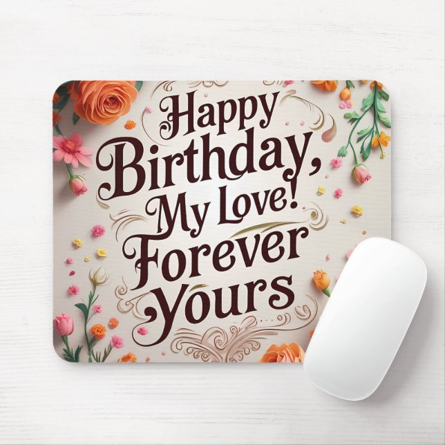 Mousepad Feliz Aniversário Meu Amor - Romântico (Com mouse)