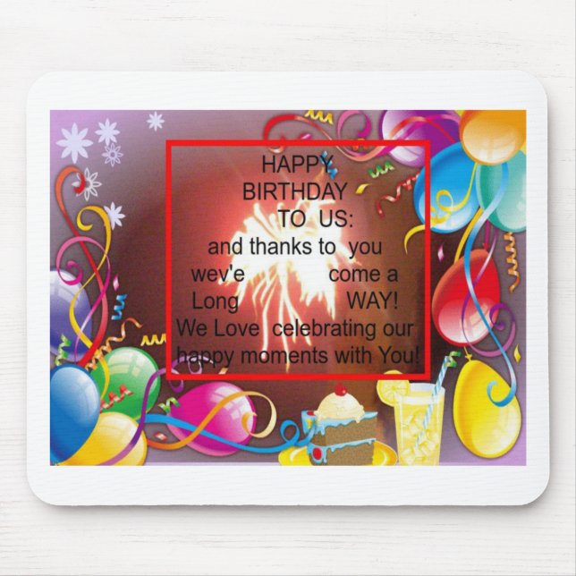 Mousepad Feliz aniversário para nós, Impressão de Arte (Frente)