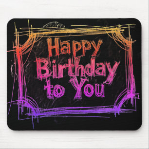 Mousepad Feliz Aniversário Para Você Em um Laptop Preto