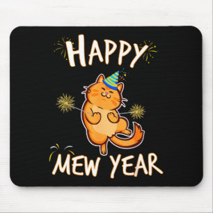 Mousepad Feliz Ano Mew 2025 Gato Divertido Festa de Ano Nov