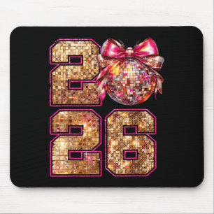 Mousepad Feliz Ano Novo 2026 Bola de Discoteca Nk Laço Coqu