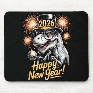 Mousepad Feliz Ano Novo 2026 Camiseta Dinossauro T-rex Dive