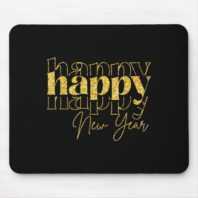 Mousepad Feliz ano novo 2026 Dourado da Família Eve Party (Frente)
