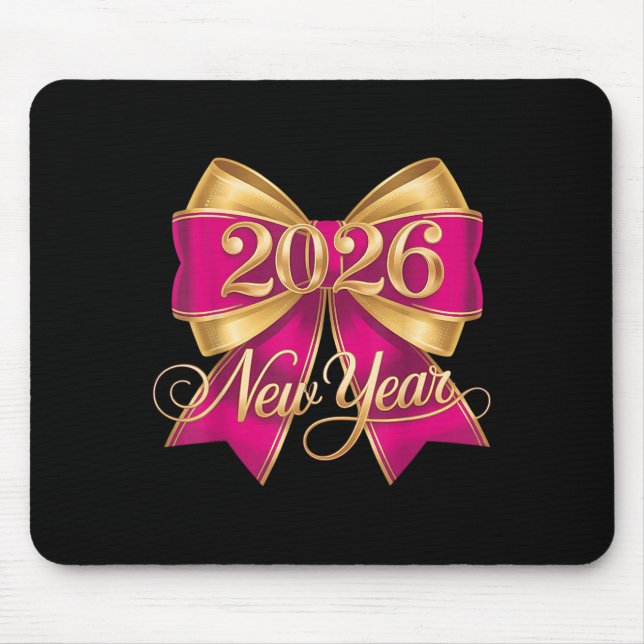 Mousepad Feliz ano novo 2026 Dourado da Família Eve Party (Frente)