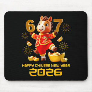 Mousepad Feliz Ano Novo Chinês 2026 Cavalo Engraçado 6 7 Me