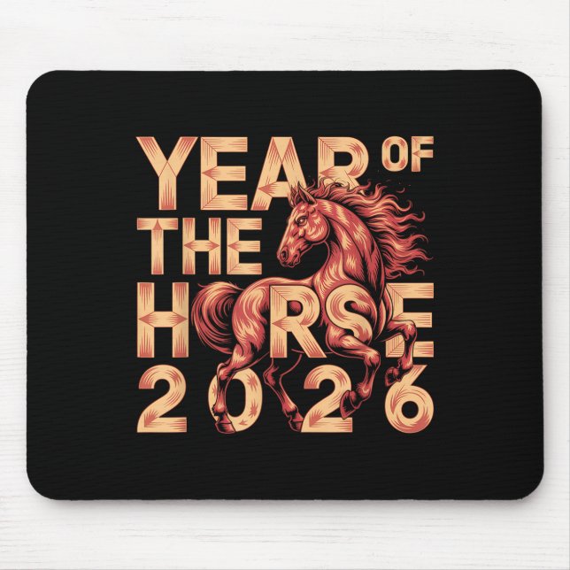 Mousepad Feliz Ano Novo Chinês Do Cavalo 2026, Zod Lunar (Frente)